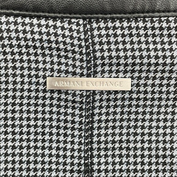 ARMANI EXCHANGE Gray Black Houndstooth Faux Vegan Leather Full Zip Jacket Size L - Picture 8 of 10